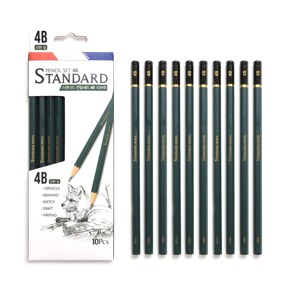 Morning Glory Standard 4B Sketching and Drawing Pencil Set, for Beginner Proartists, Black Graphite Sketch Pencils Set (10 Pcs)