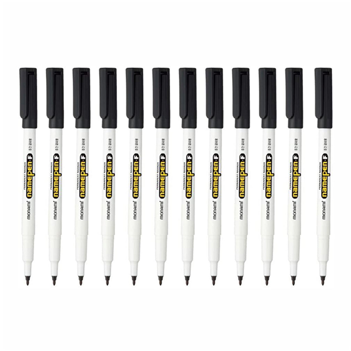 Monami Permanent Ink Marker Name Pen (F) Twin Liner Black (Pack of 12 Markers)