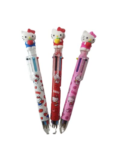 Hello Kitty 0.7mm 6 in 1 Multicolor Retractable Ballpoint Pen with Cute Hello Kitty Figure