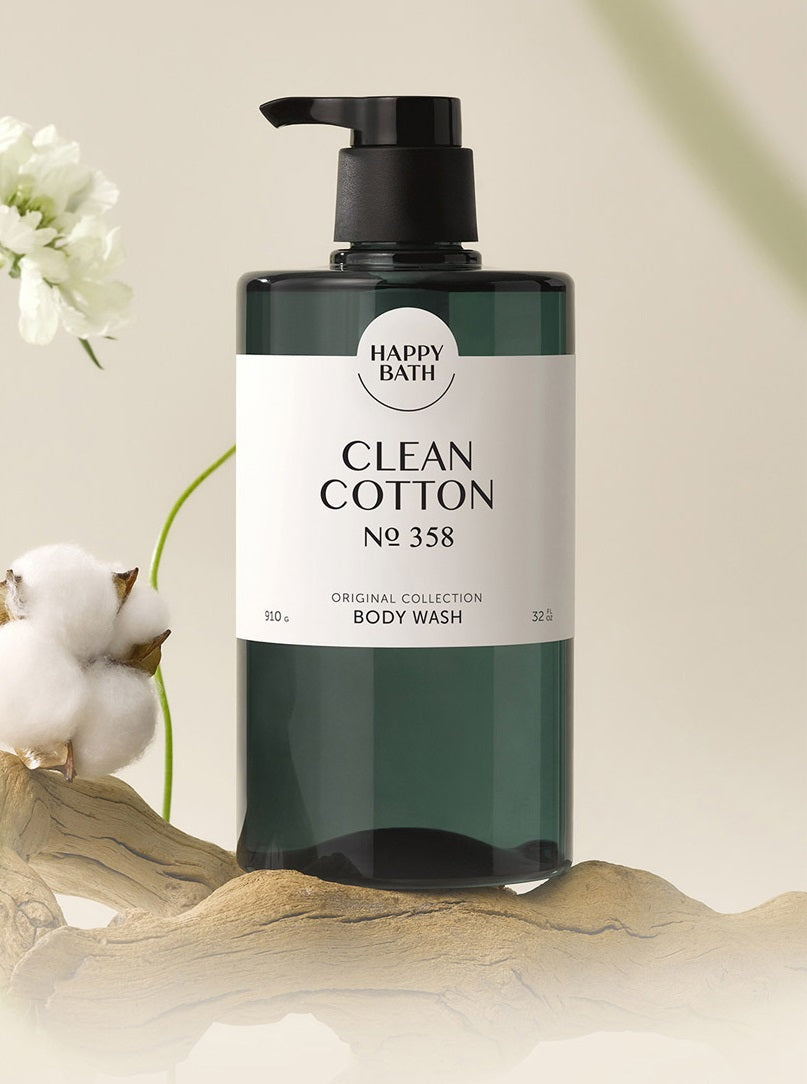 Happy Bath Original Collection Body Wash No 358 Mild PH formula, Clean Cotton (910g 32 oz)