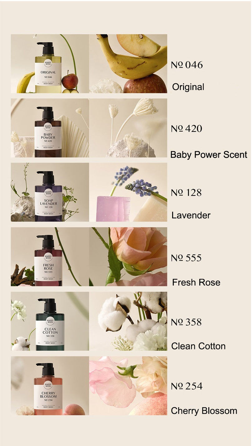 Happy Bath Original Collection Body Wash No 358 Mild PH formula, Clean Cotton (910g 32 oz)