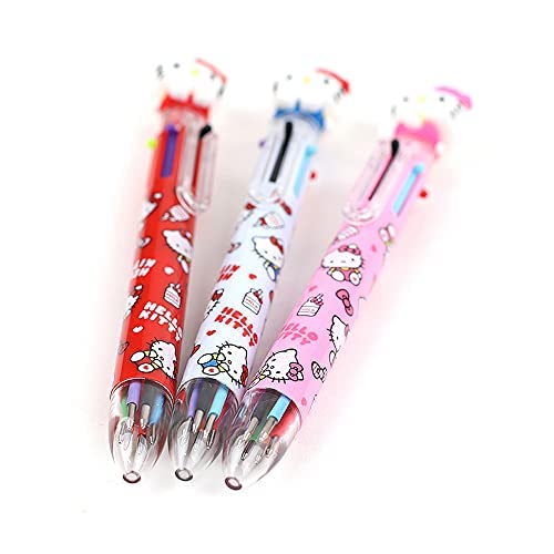 Hello Kitty 0.7mm 6 in 1 Multicolor Retractable Ballpoint Pen with Cute Hello Kitty Figure