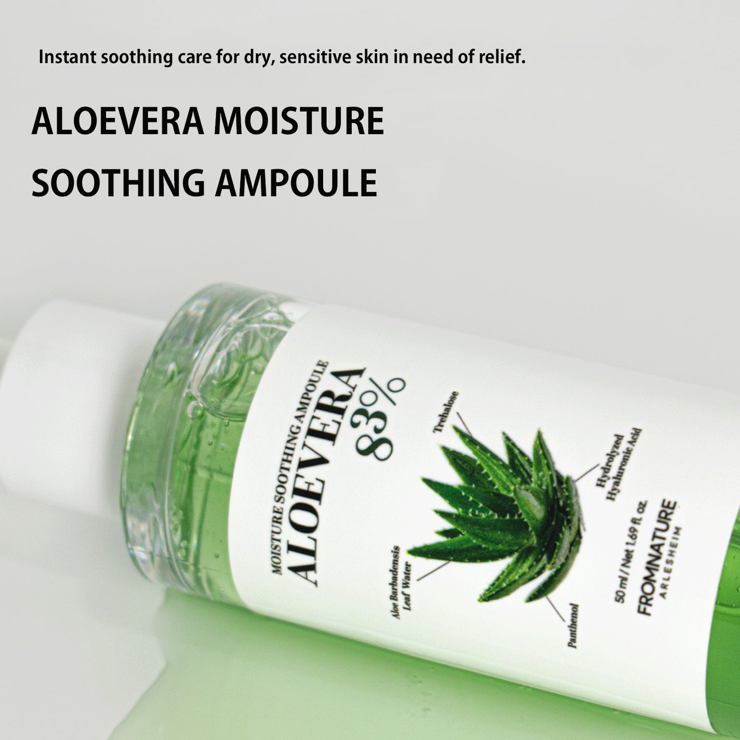 FROMNATURE ARLESHEIM Aloe Vera 83% Moisture Soothing Ampoule 50 ml – Hydrating& Calming Skin & Moisturizing with Hyaluronic Acid