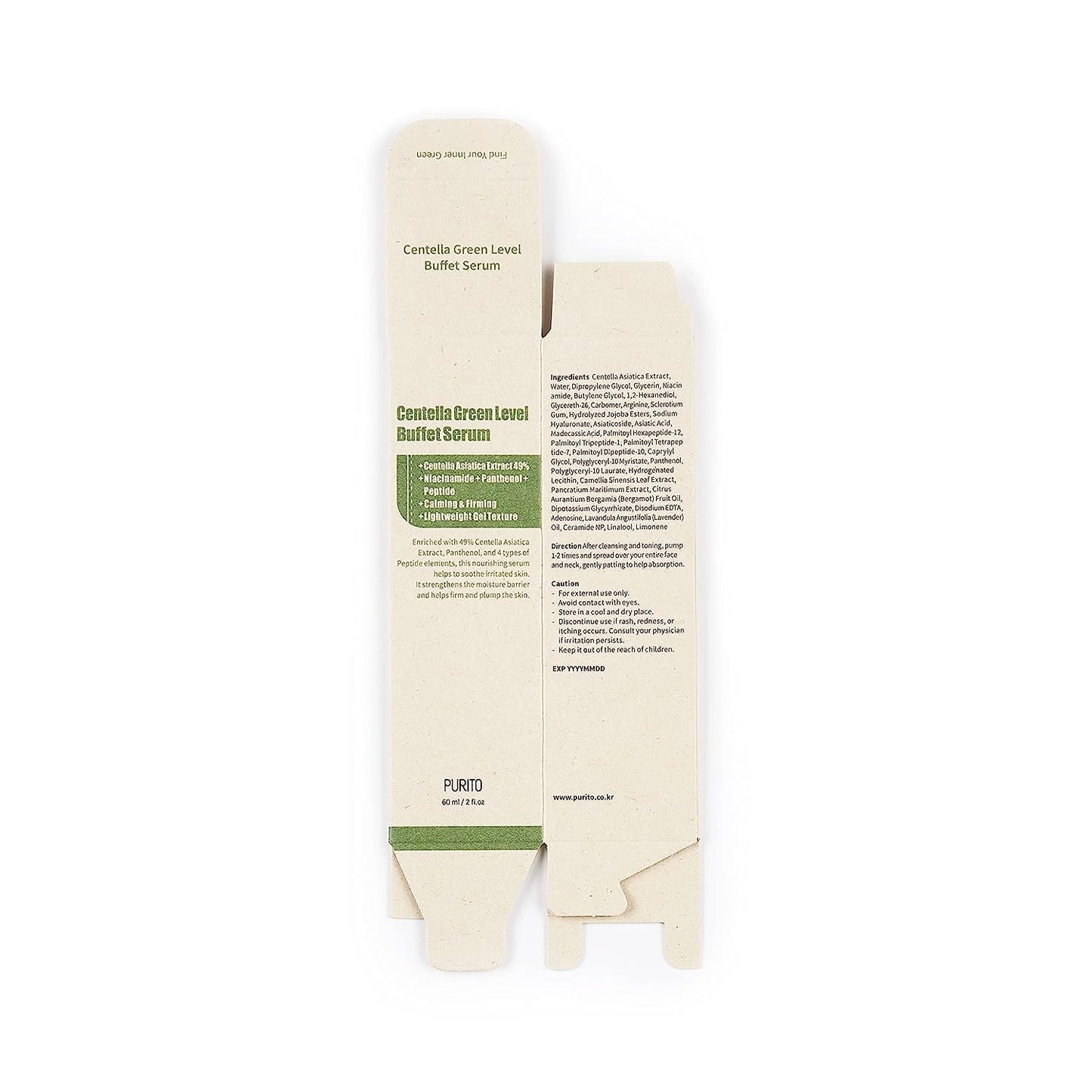 PURITO Centella Green Level Buffet Serum 60ml/ 2 fl oz, Serum for Face, Centella Asiatica,Recovery Facial Serum