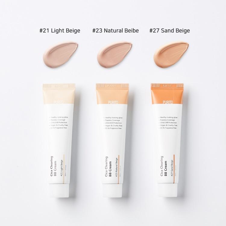 PURITO Cica Clearing BB Cream #23 Sand Beige 1 fl.oz / 30ml, Vegan