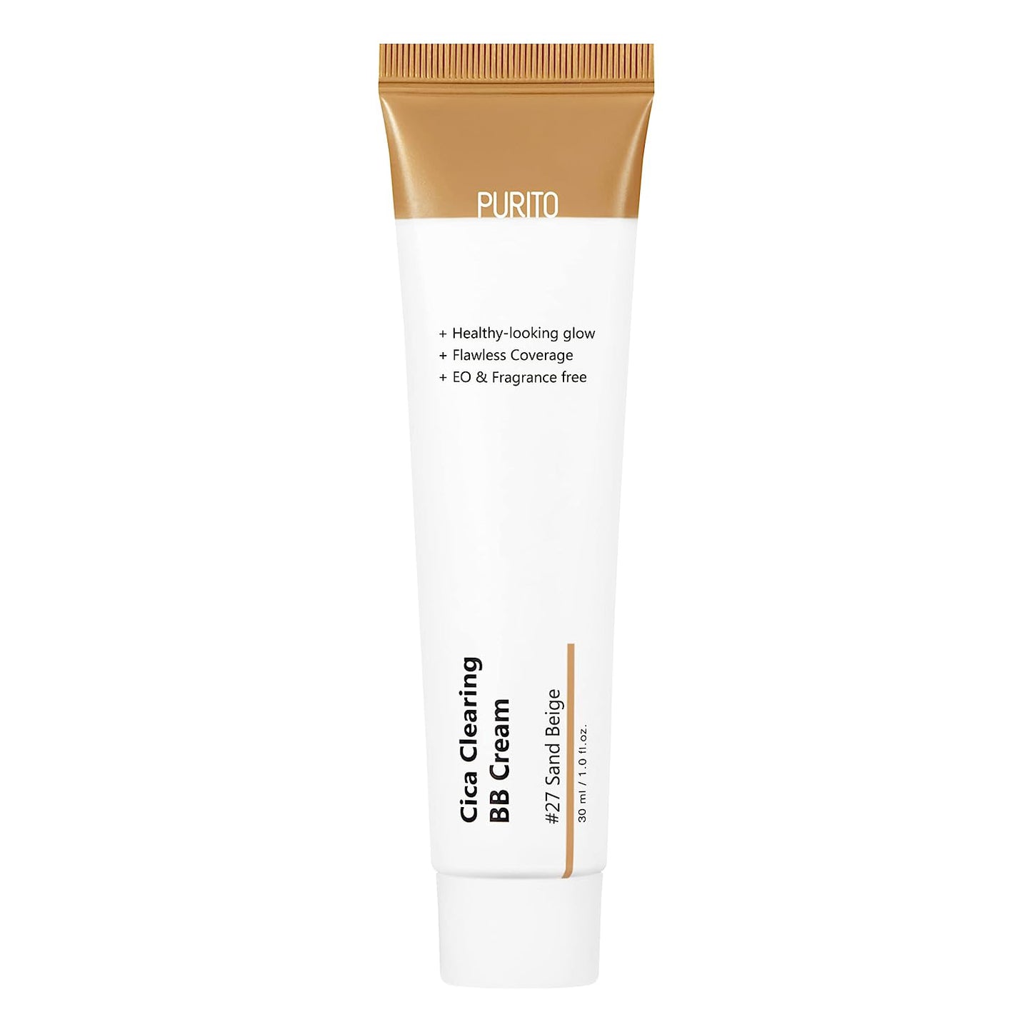 PURITO Cica Clearing BB Cream #27 Sand Beige 1 fl.oz / 30ml, Vegan