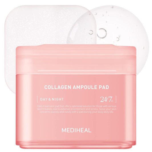 Mediheal Collagen Ampoule Pad Tighten Wrinkles & Lines, Skin Firming & Restore Elasticity 100 Pads