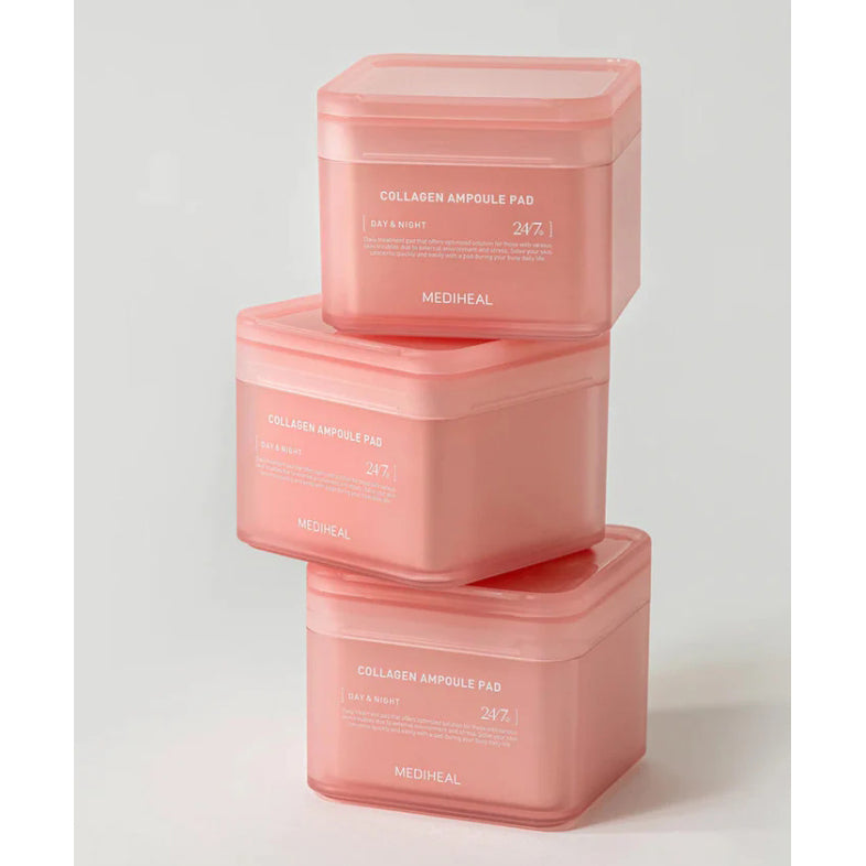 Mediheal Collagen Ampoule Pad Tighten Wrinkles & Lines, Skin Firming & Restore Elasticity 100 Pads