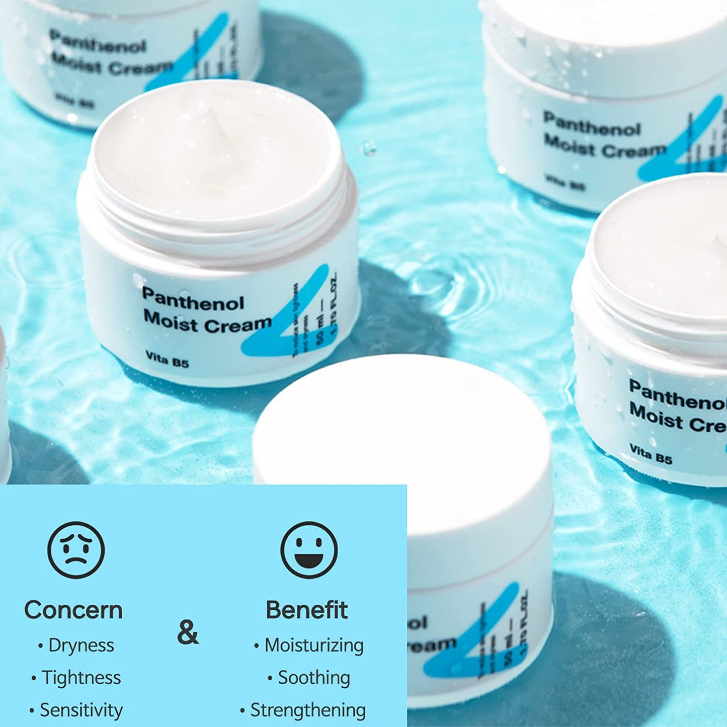 TIAM Panthenol Moist Cream, 10% Panthenol Cream(B5 Vitamin), Hydrating Facial Cream for Sensitive Skin, Face Moisturizer, Panthenol Heals Damaged Skin, K-beauty 1.7 fl.oz.
