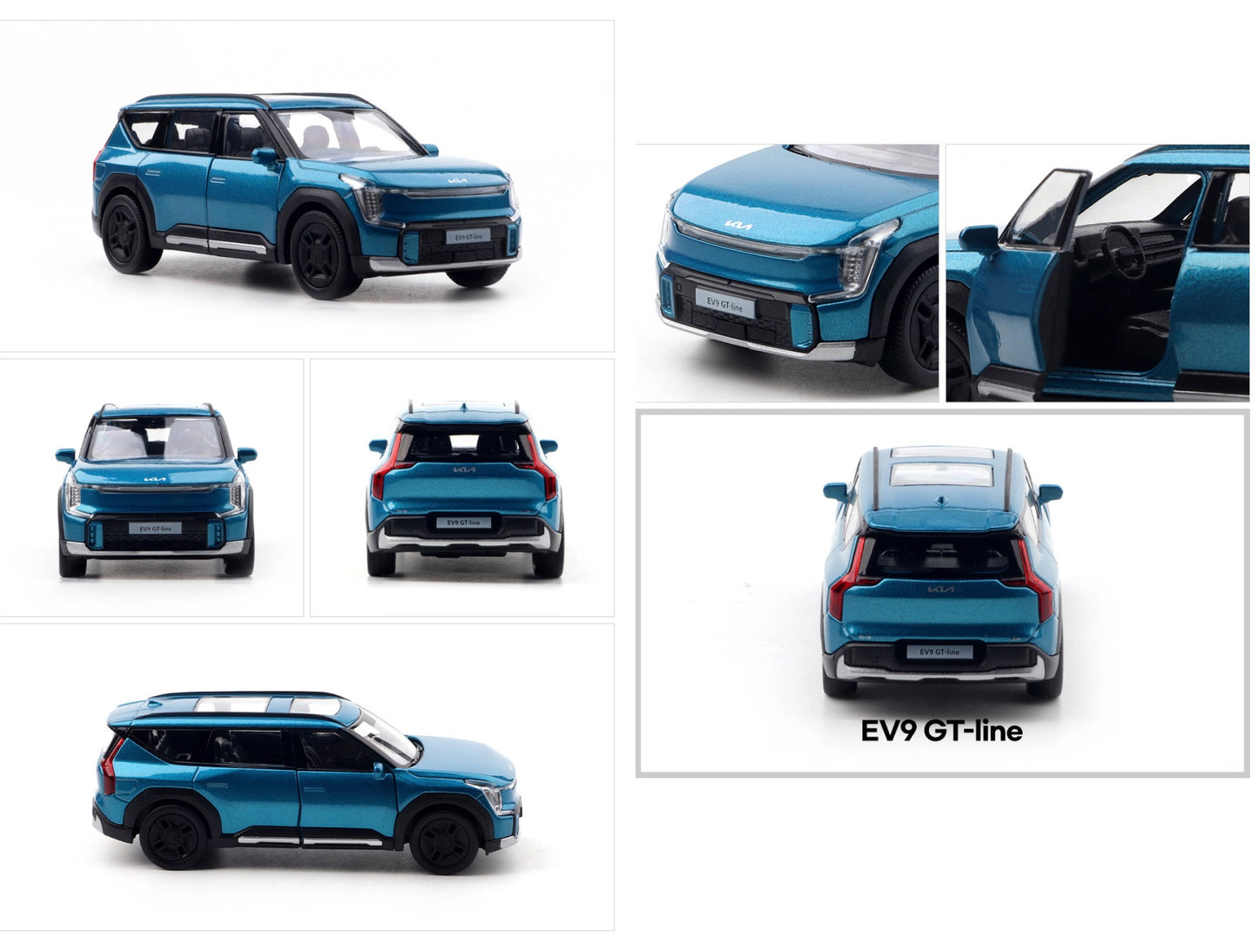 KIA Motors Car EV9 Mini Diecast 1:38 Scale Miniature Display Toy (Blue)