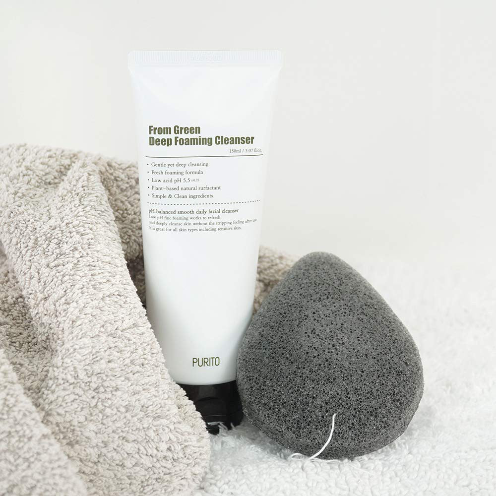 PURITO From Green Deep Foaming Cleanser 150ml / 5.07 fl.oz, pH 5.5, Plant-Based, Natural Ingredients, Cruelty-Free, Vegan
