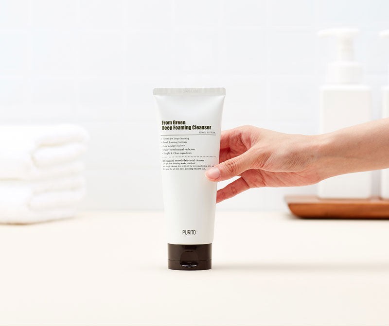 PURITO From Green Deep Foaming Cleanser 150ml / 5.07 fl.oz, pH 5.5, Plant-Based, Natural Ingredients, Cruelty-Free, Vegan