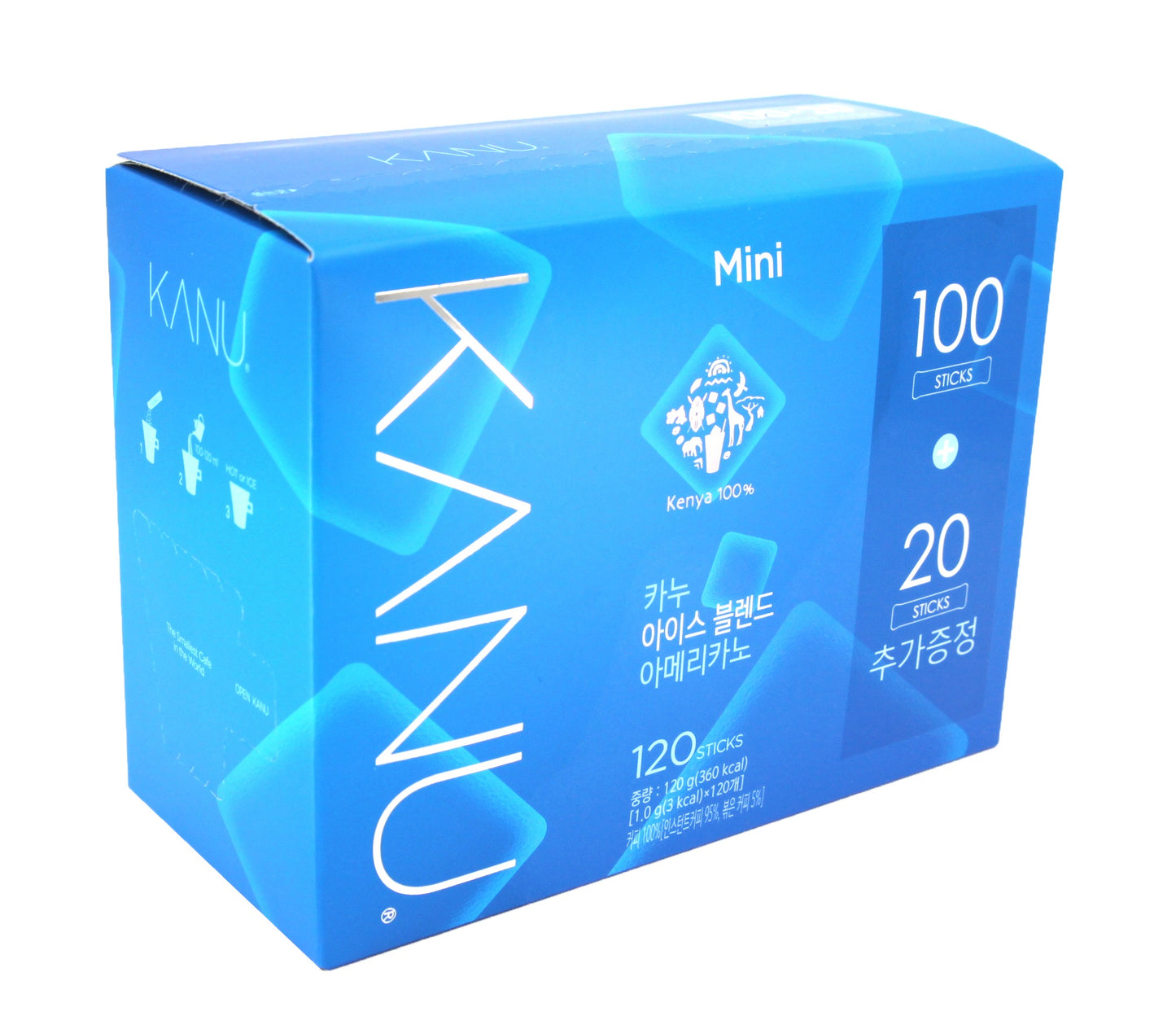 Kanu mini summer edition Instant coffee Ice Blend Americano, Medium Roast 100% Kenyan powder, Single serving, Sugar free Iced Coffee for outdoor activity (120 sticks)