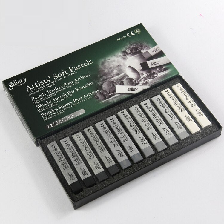 Mungyo Gallery Soft Pastel Squares Cardboard Box Set of 12 - Gray (MPV-12G)