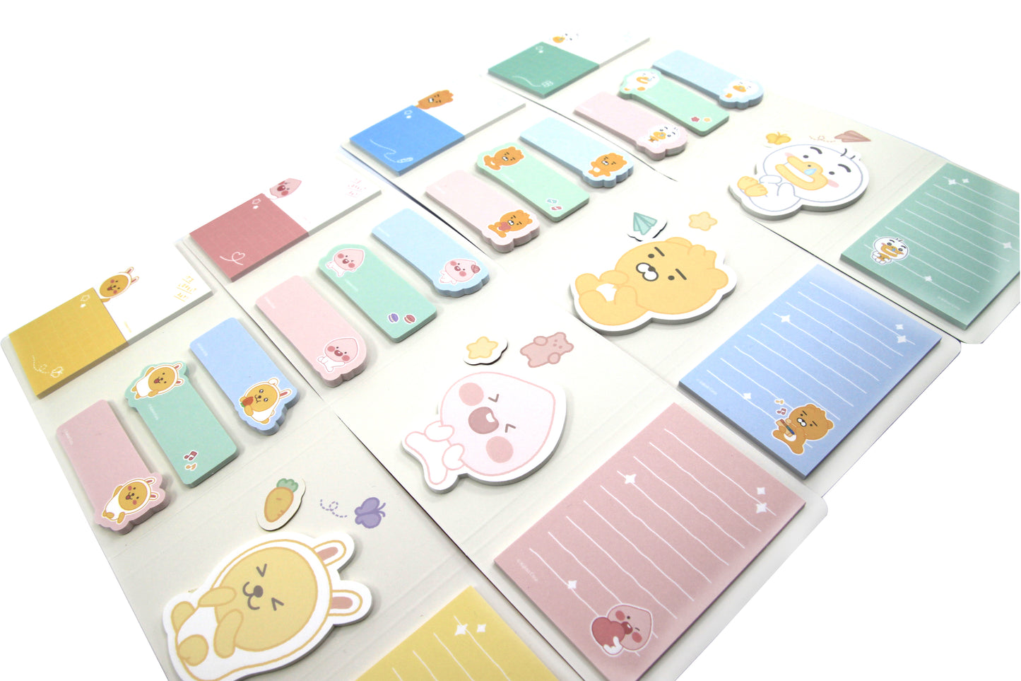 Little Friends Lovely Character 4 Layer Sticky Notes, Bookmark Flags, Memo Pad (4 Pads)