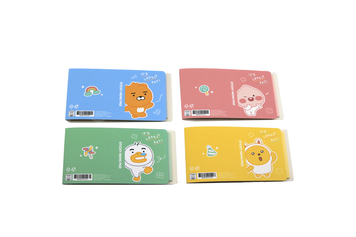 Little Friends Lovely Character 4 Layer Sticky Notes, Bookmark Flags, Memo Pad (4 Pads)