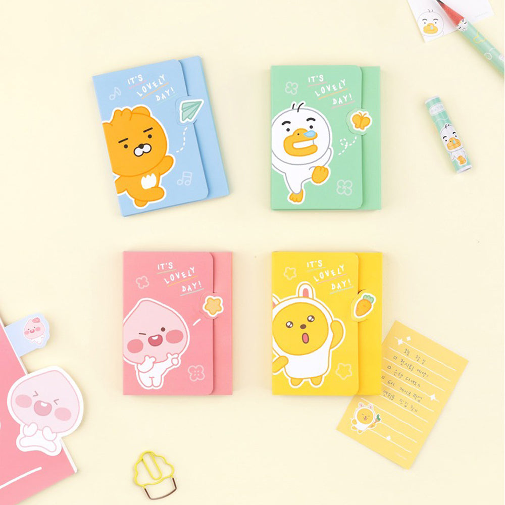 Little Friends Lovely Character 4 Layer Sticky Notes, Bookmark Flags, Memo Pad (4 Pads)