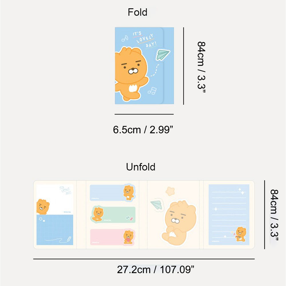 Little Friends Lovely Character 4 Layer Sticky Notes, Bookmark Flags, Memo Pad (4 Pads)