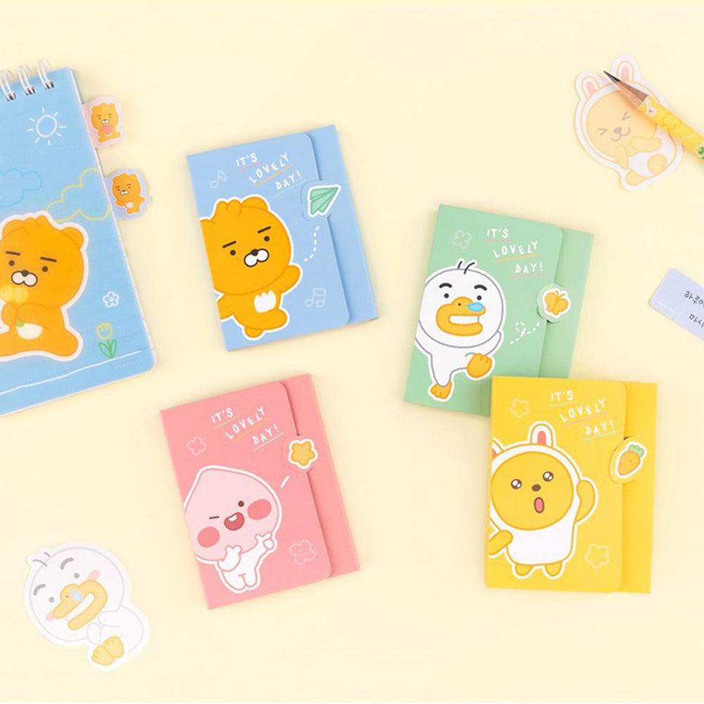 Little Friends Lovely Character 4 Layer Sticky Notes, Bookmark Flags, Memo Pad (4 Pads)