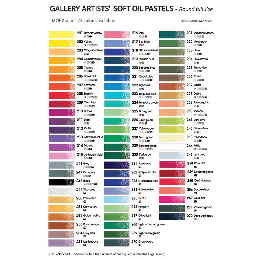 Mungyo Gallery Soft Oil Pastels Set of 72 - Assorted Colors (Professional MOPV-72W)
