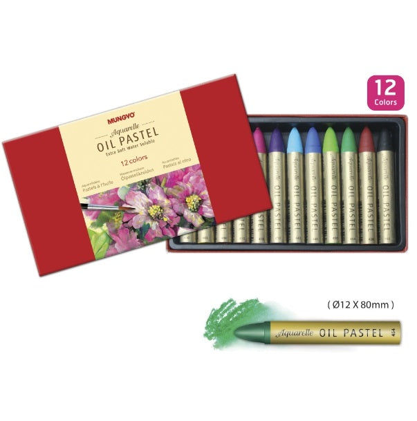 Mungyo Water-Soluble Oil Pastel Set of 12 - Assorted Colors