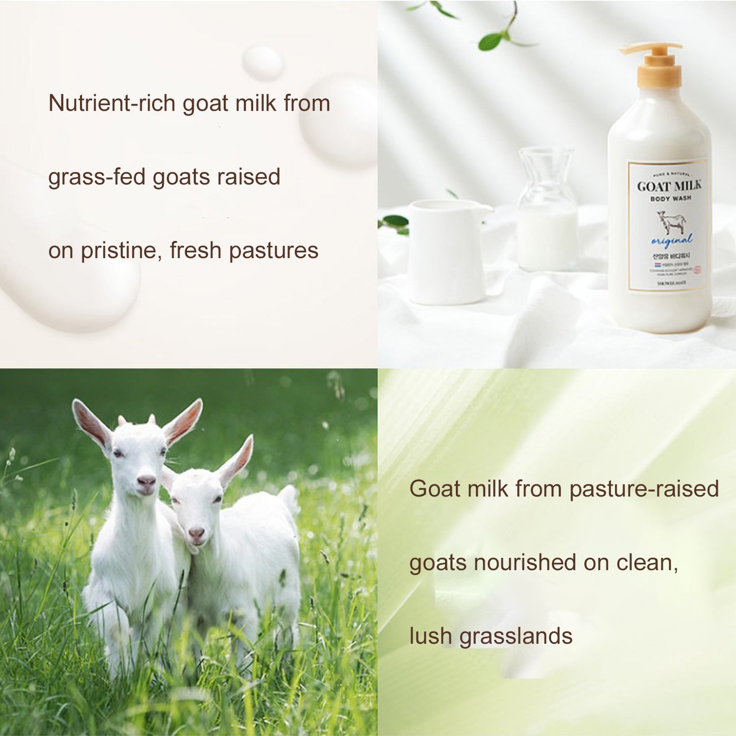 Showermate Goat Milk Body Wash White Original Scent, Hydrating Daily Body Wash, pH Balanced Formula, 27 Fl Oz, 2 Pack