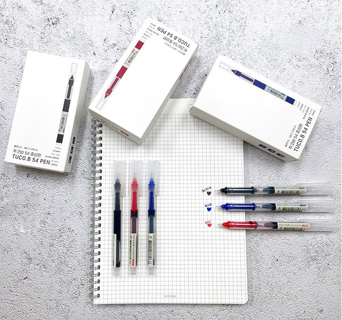 Tuco B 54 Quick Drying Ballpoint Gel Pens, Fine Point 0.5mm, 12 Per Pack