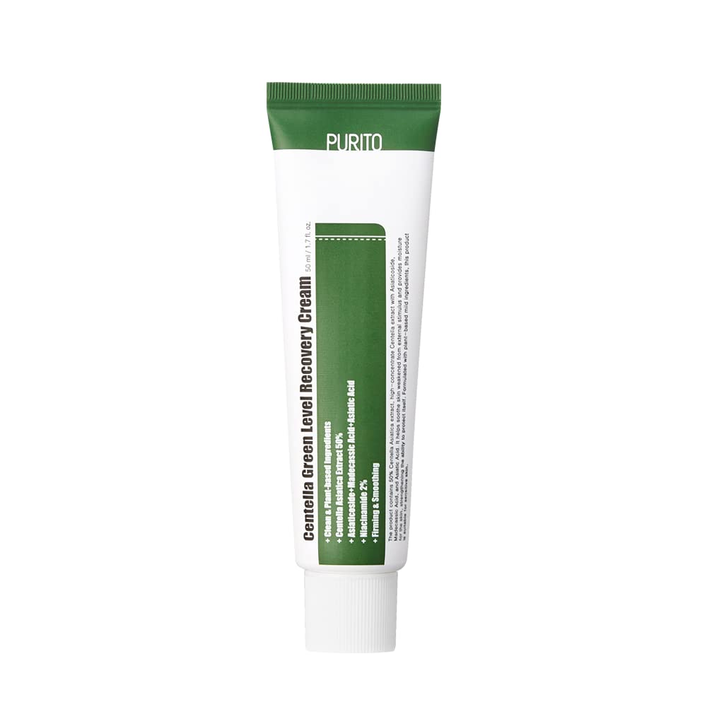 PURITO Centella Green Level Recovery Cream 50ml/ 1.7 fl.oz Cica Face Cream, Sensitive Skin, Age Spots, Skin Tone, Firming, Soothing