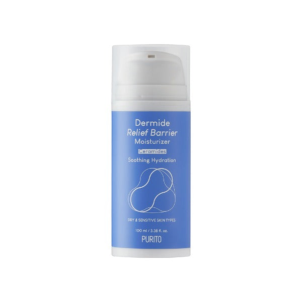 PURITO Dermide Relief Barrier Moisturizer 100ml / 3.38 fl. oz. Vegan and Cruelty Free, Relieving Moisturizer, Soothing, Calming, Safe Ingredients, Protective Barrier