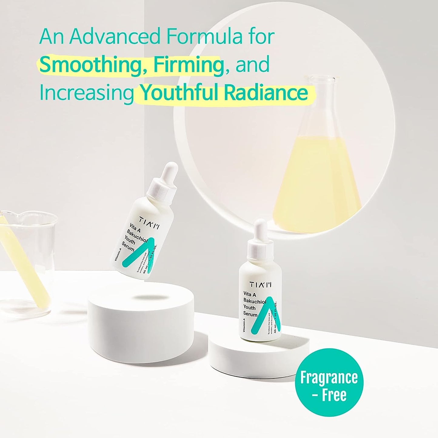 TIAM Vita A Bakuchiol Youth Serum, Anti-Aging Facial Serum for Wrinkles, Dark Spots, Suitable for Sensitive Skin, 1.35 FL.OZ. / 40ml