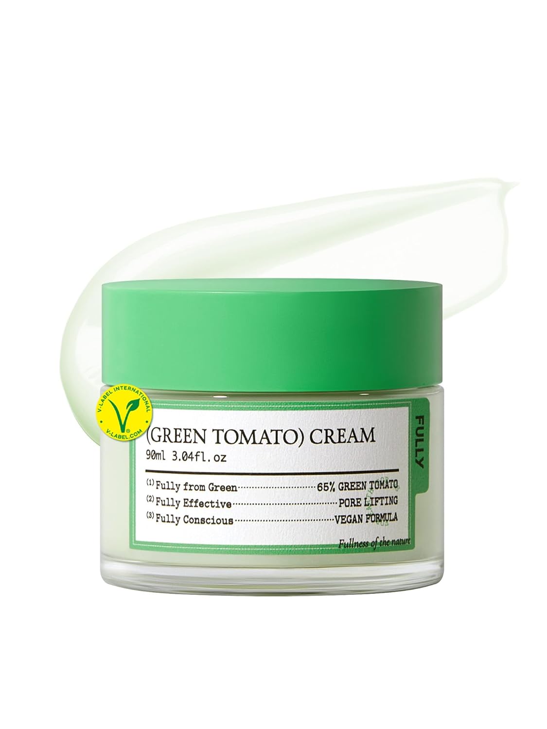FULLY Green Tomato Facial Cream, Pore Lifting with 65% Green Tomato Extract and Vitamin C, Facial Moisturizer for Hydration and Elastcity, Fragrance Free, Vegan & Dermatologically Tested, 3.04 fl,oz