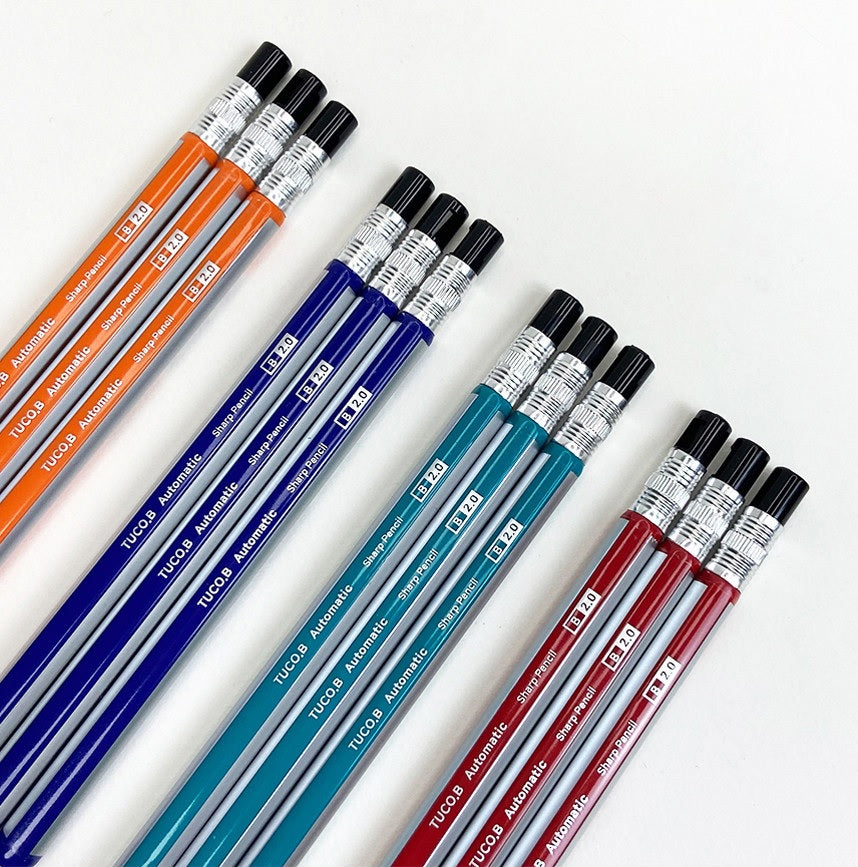 Tuco.B Pencil 2.0 B + Sharpener set (12 pcs), Lead No Needed, Mechanical Pencil Type
