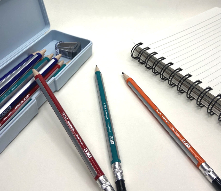 Tuco.B Pencil 2.0 B + Sharpener set (12 pcs), Lead No Needed, Mechanical Pencil Type