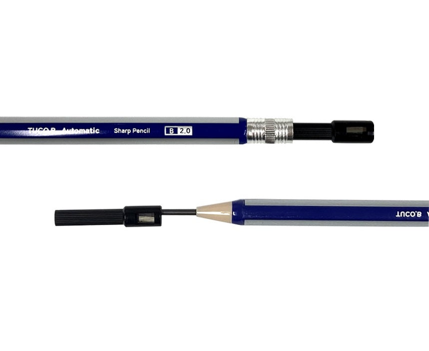 Tuco.B Pencil 2.0 B + Sharpener set (12 pcs), Lead No Needed, Mechanical Pencil Type
