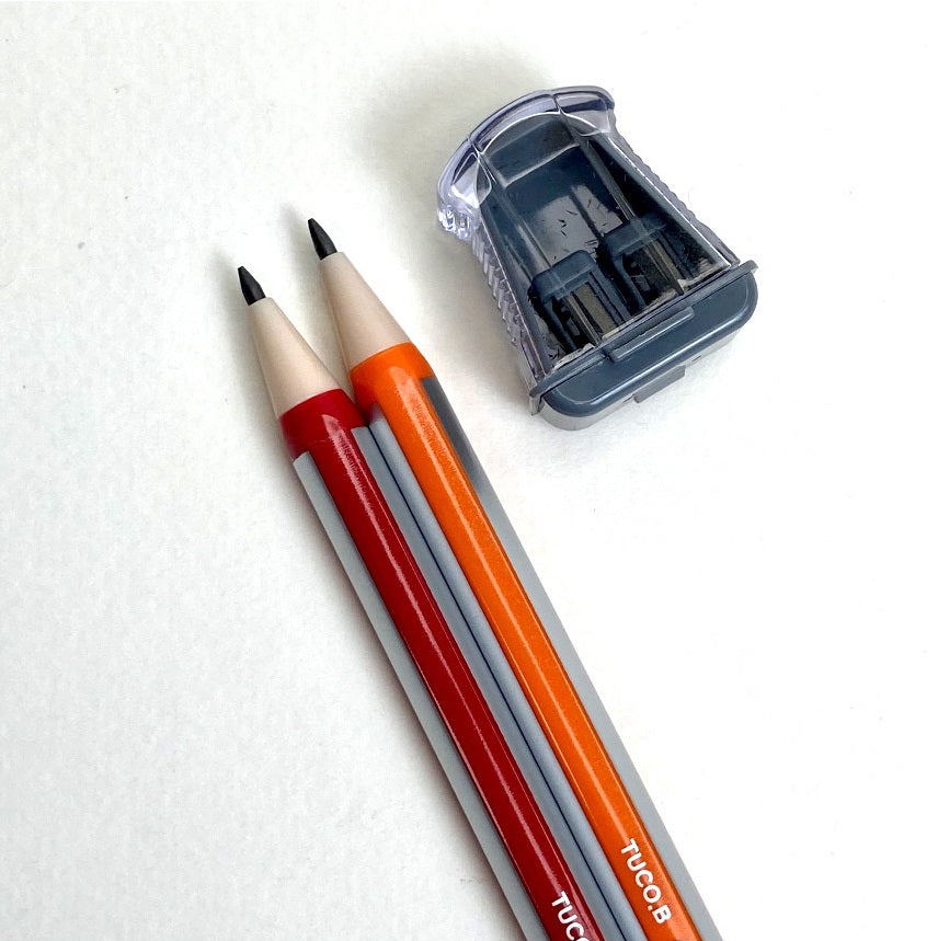 Tuco.B Pencil 2.0 B + Sharpener set (12 pcs), Lead No Needed, Mechanical Pencil Type
