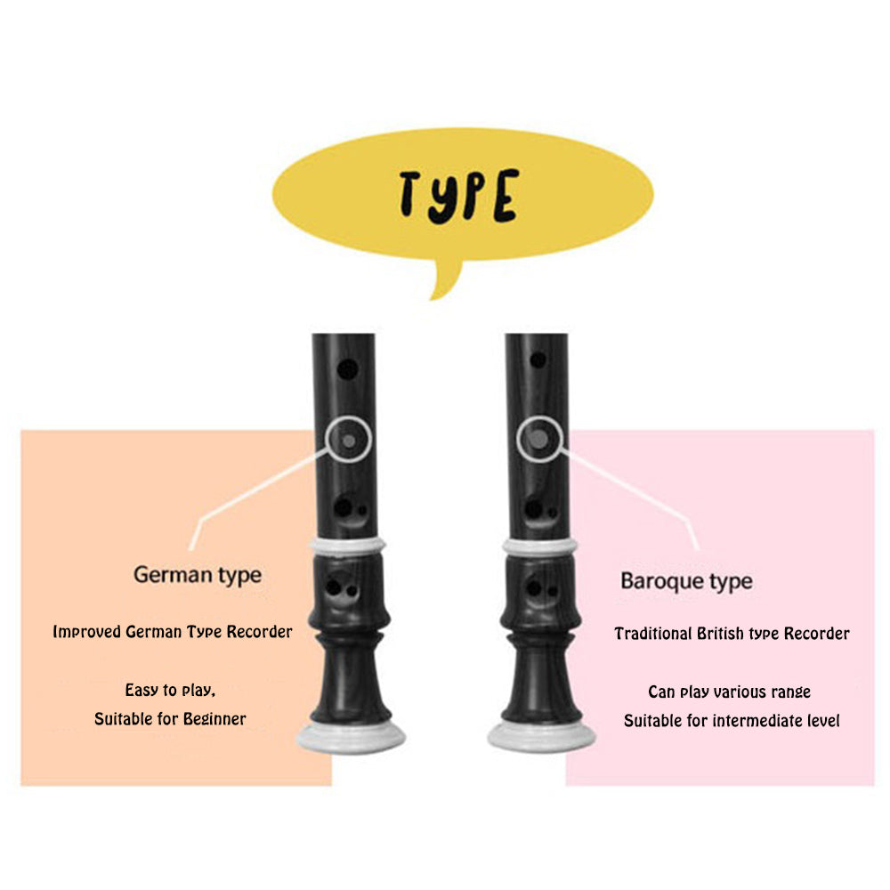 Youngchang Student Alto Recorder with Cleaning Rod, Case Bag Musical Instrument - Baroque (Black, Alto Baroque YARB-150)