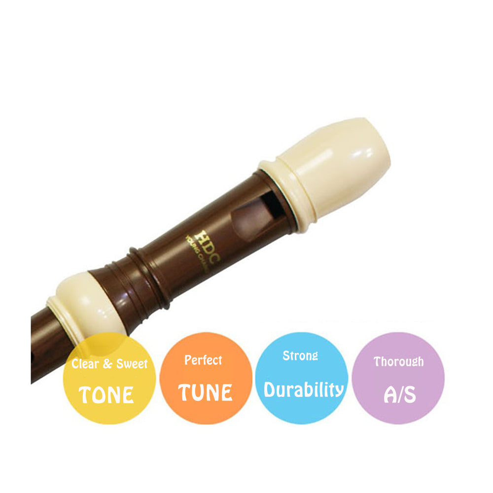 Youngchang Student Soprano BAROQUE Recorder with Cleaning Rod, Case Bag Musical Instrument (Brown) YSRWB-140