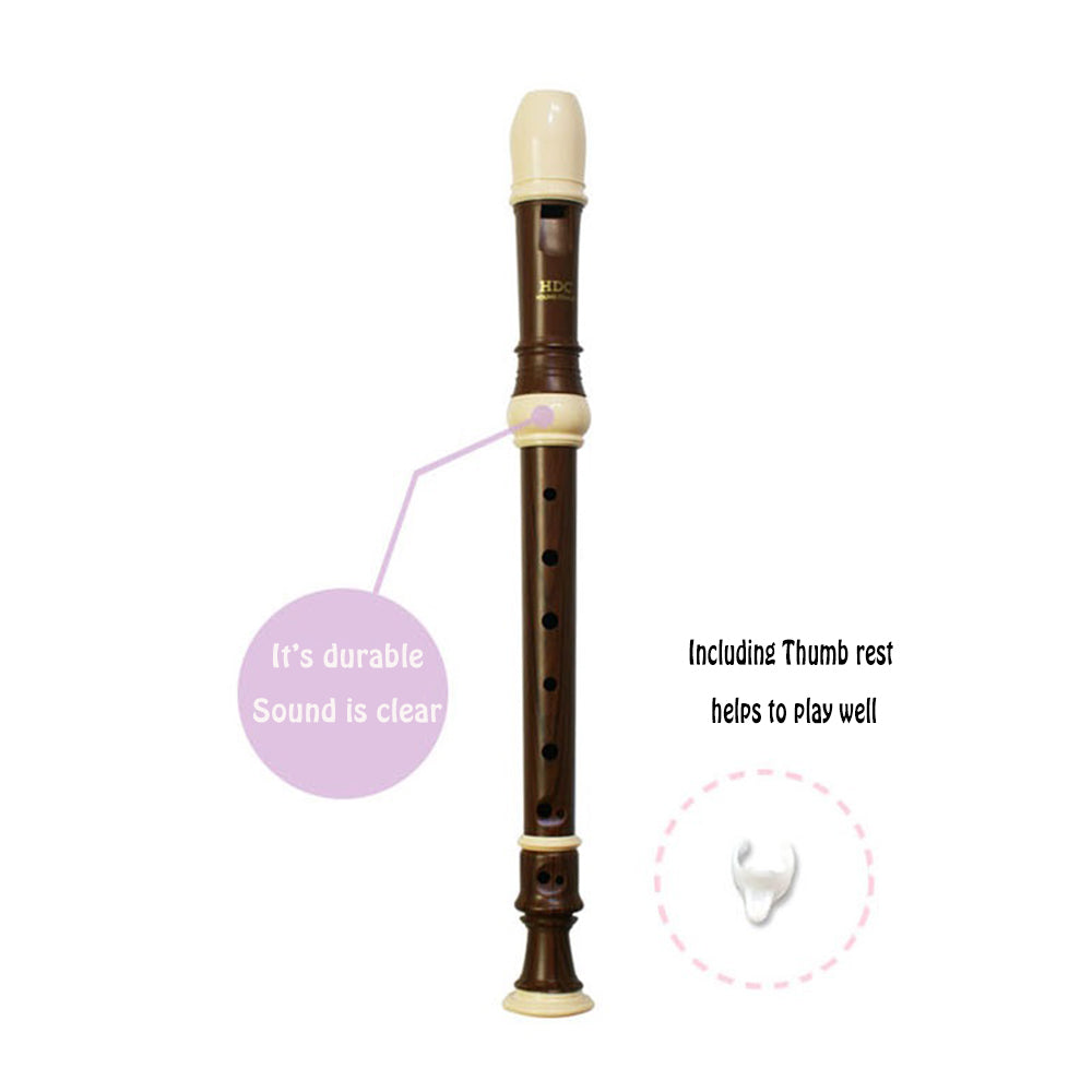 Youngchang Student Soprano BAROQUE Recorder with Cleaning Rod, Case Bag Musical Instrument (Brown) YSRWB-140