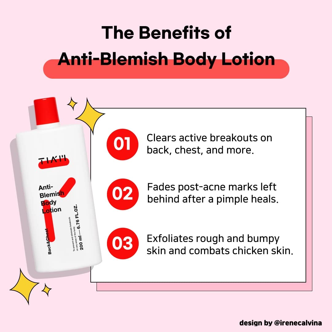 TIAM Anti-Blemish Body Lotion, Body Acne Treatment, Bacne, Great for Fighting Breakouts and Acne Scars Removal, 6.76 OZ