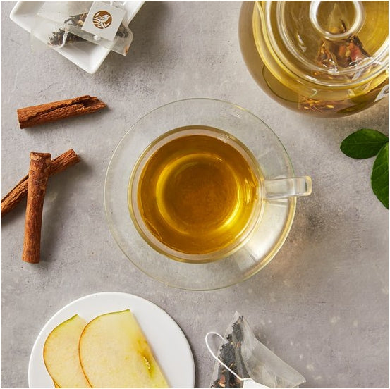 Apple & Cinnamon Black Tea Bag (1.5g x 12 Tea Bags) Herbal Tea, Pyramid Tea Bags, The Aromas of Ripe Apple and Spicy Tones of Cinnamon