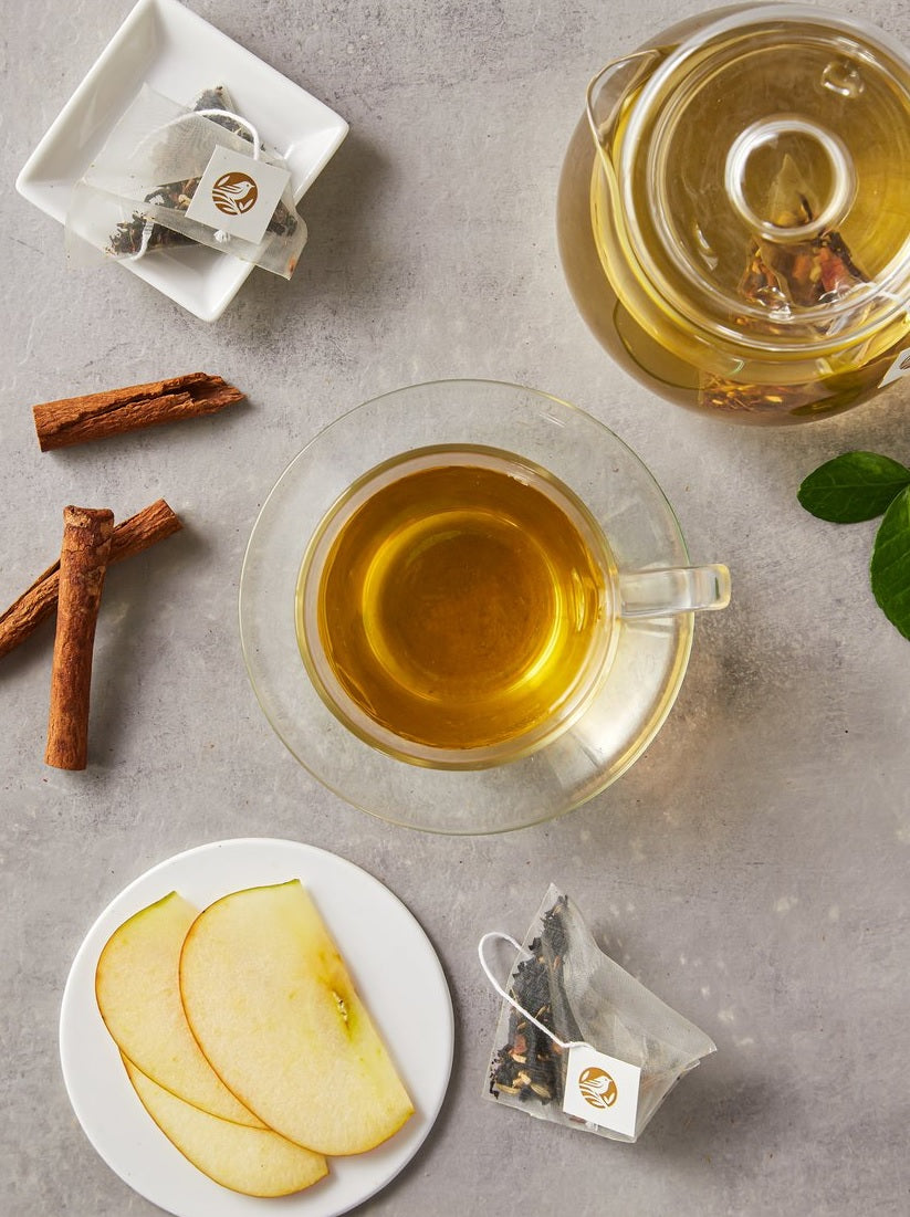 Apple & Cinnamon Black Tea Bag (1.5g x 12 Tea Bags) Herbal Tea, Pyramid Tea Bags, The Aromas of Ripe Apple and Spicy Tones of Cinnamon