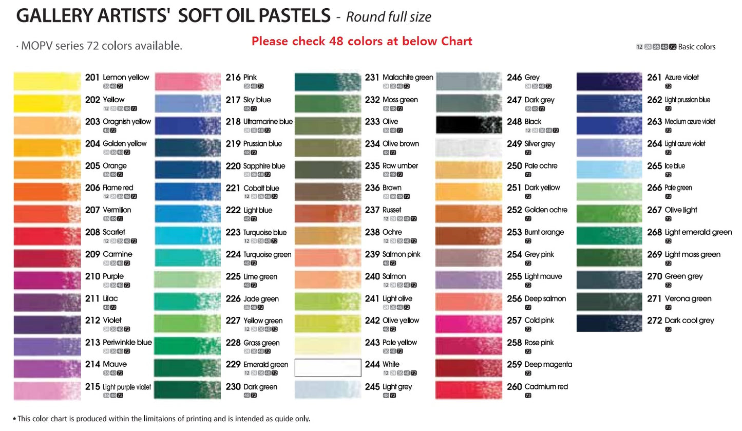 Mungyo Gallery Soft Oil Pastels Set of 48 - Assorted Colors (Professional MOPV-48)