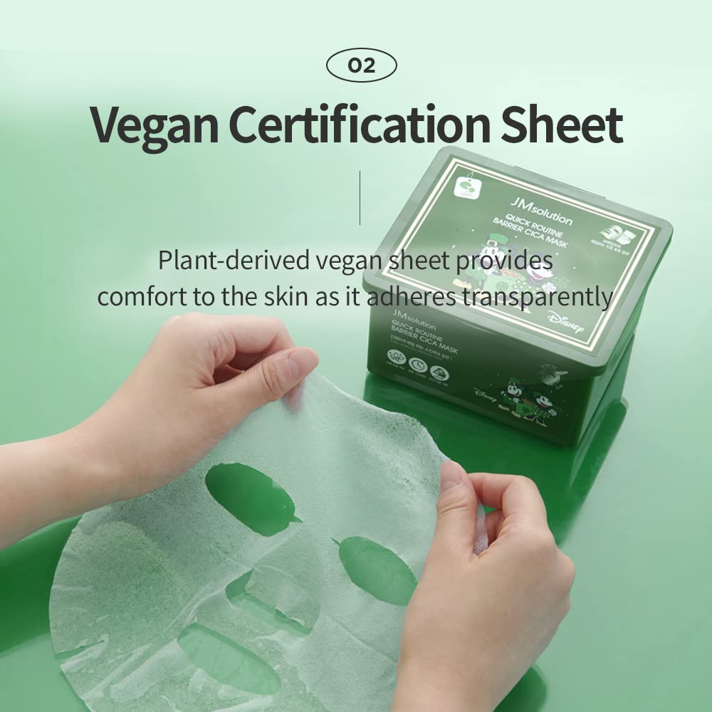 JM Solution Quick Routine Barrier Cica Facial Mask Sheet 30 EA- 1day 1 Mask Pick and Quick Dispenser Type- Cica Calming-Vegan Certified Sheet for All Skin
