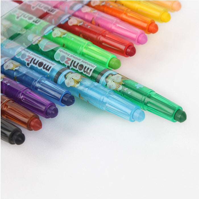 Monami Plastic Twist Up Crayons Color Pencils, Assorted Colors Set 24 Twistables Pens