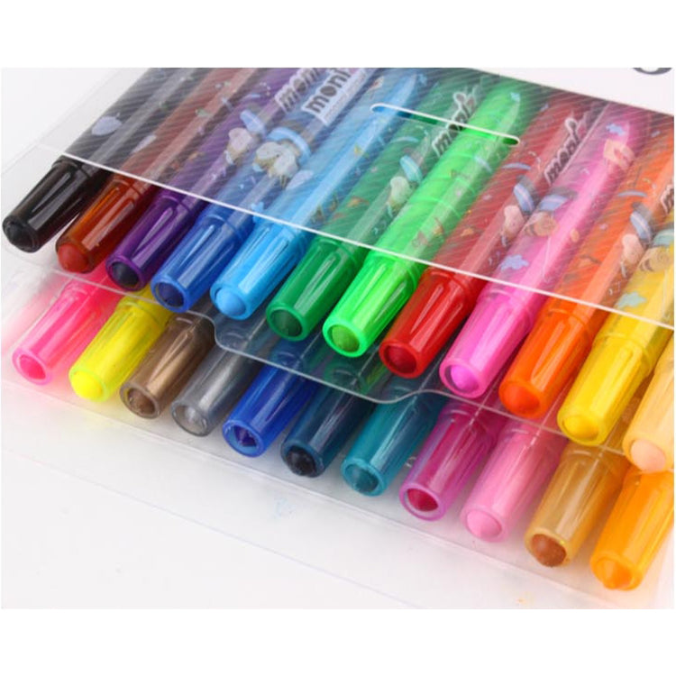 Monami Plastic Twist Up Crayons Color Pencils, Assorted Colors Set 24 Twistables Pens