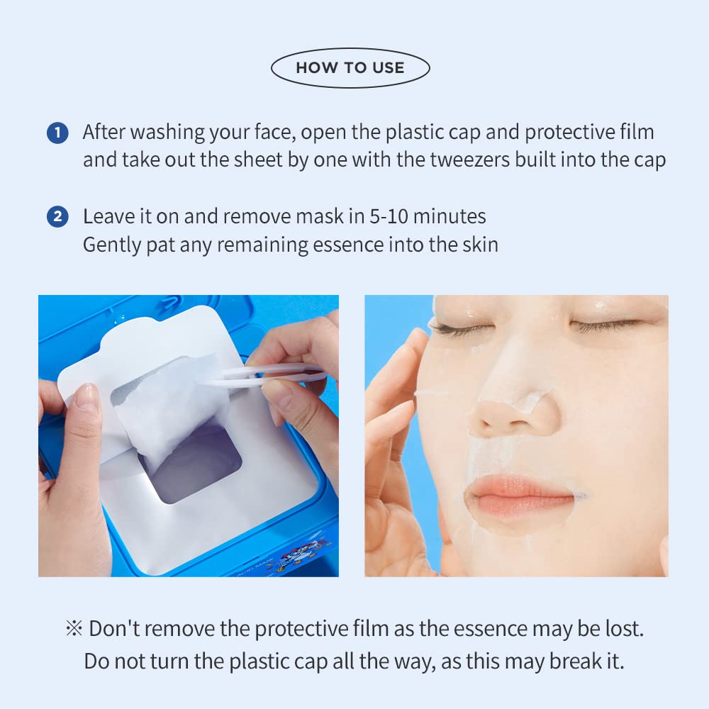 JM Solution Quick Routine Hyaluronic Acid Facial Mask Sheet 30 EA- 1day 1 Mask Pick and Quick Dispenser Type- Hyaluronic Acid-Vegan Certified Sheet for Dry Skin