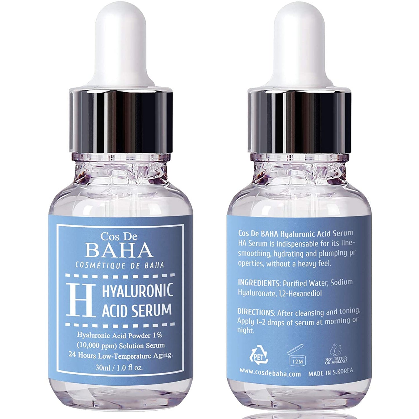Cos De BAHA Pure Hyaluronic Acid 1% Facial Serum HA Face Hydration Plump Collagen Booster