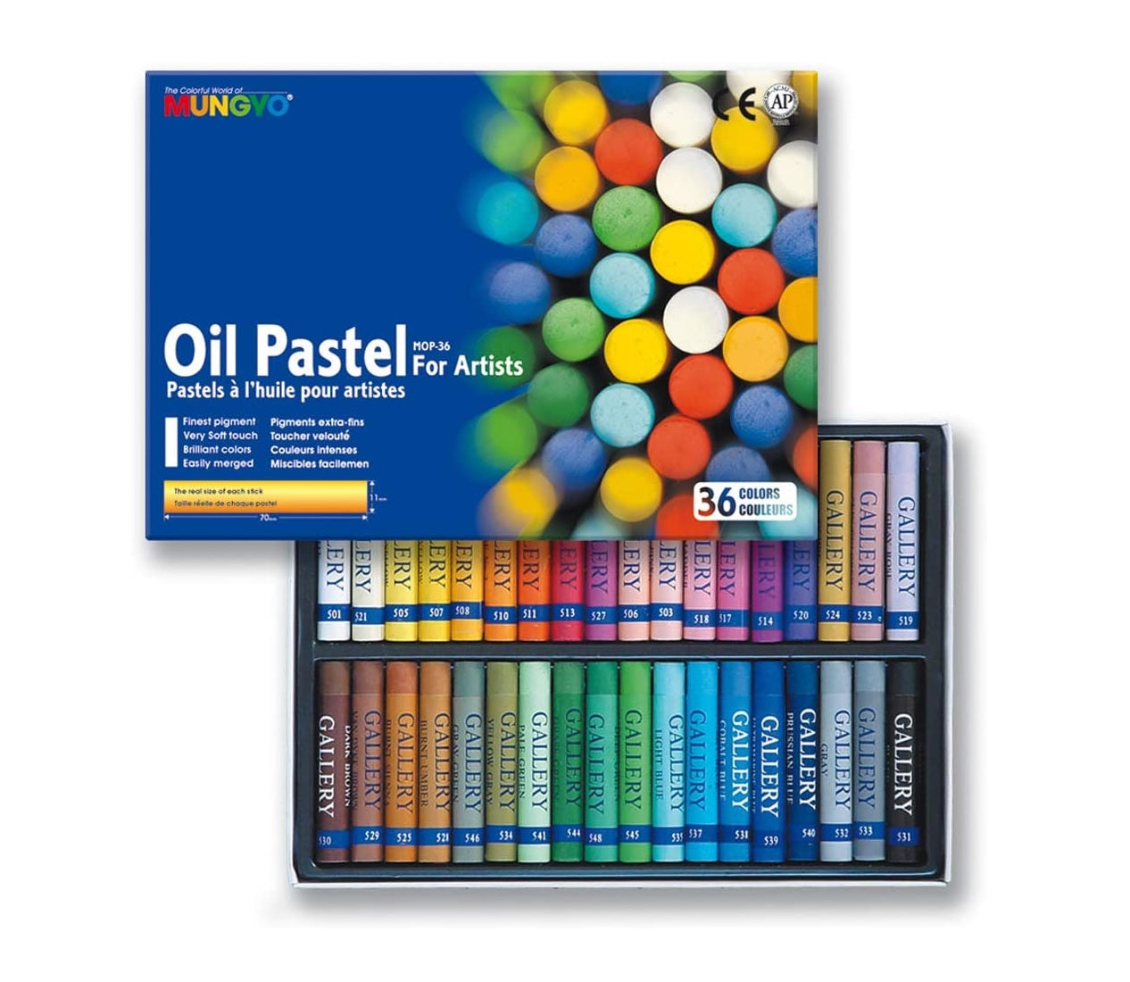 Mungyo Gallery Oil Pastels Cardboard Box Set - Assorted Colors (12, 24, 36, 48 Colors)