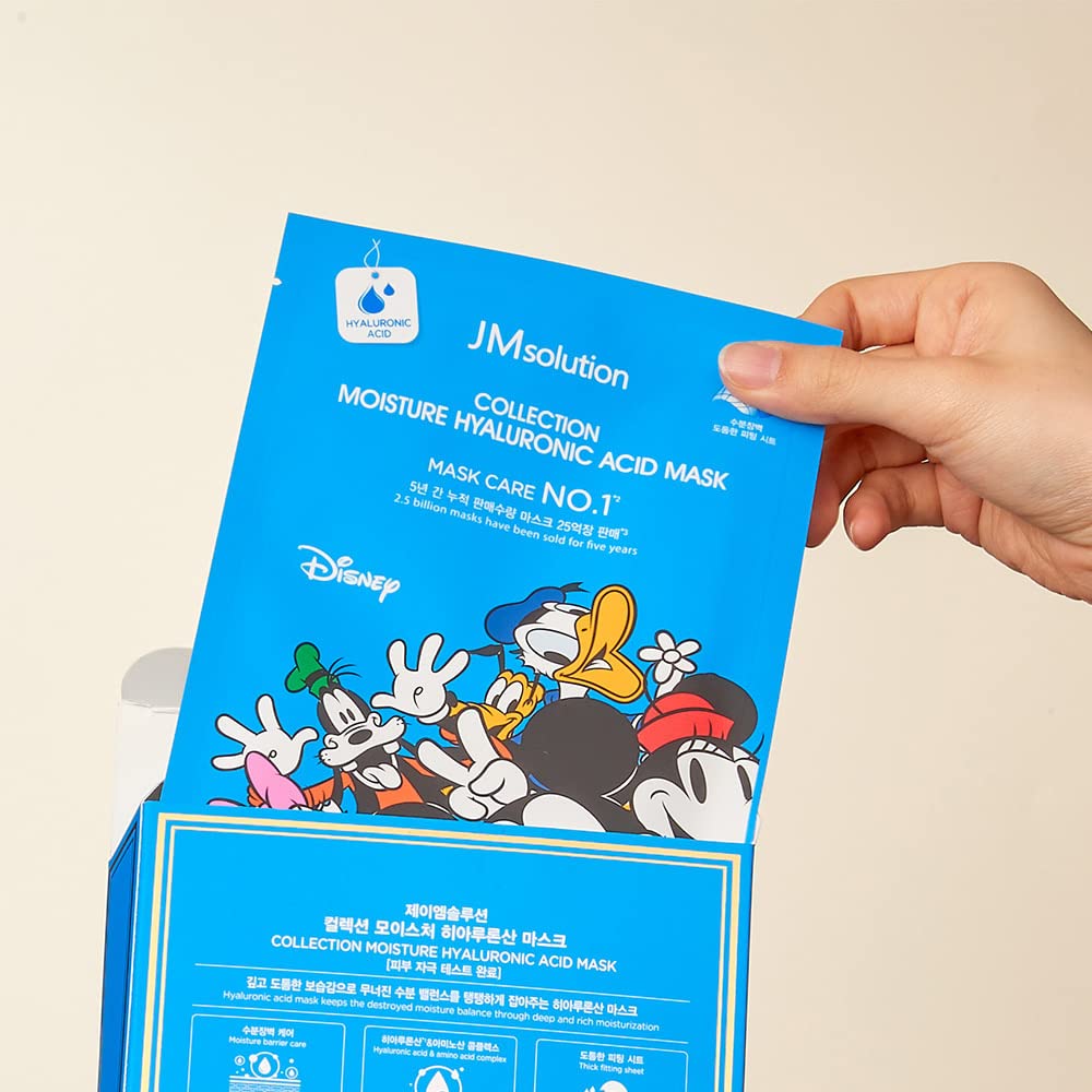 JM Solution Collection Moisture Hyaluronic Acid Mask (35ml x 10 sheets) Facial Sheet Mask Hydrating Face Masks Moisturizing Skincare