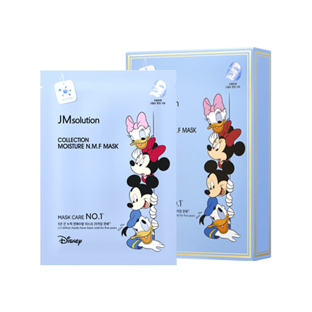 JM Solution Collection Moisture N.M.F Facial Mask Pack (10 sheets), Refills The Elastic Moisture to Weak and Dry Skin, Hydrating Skincare